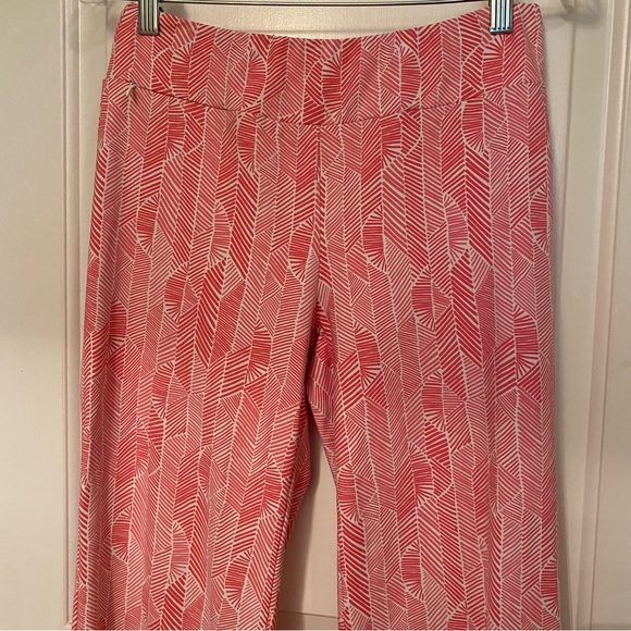 J McLAUGHLIN PANTS STRAIGHT LEG PINK WHITE PRINT FLAT WAIST SIZE S - Picture 2 of 11